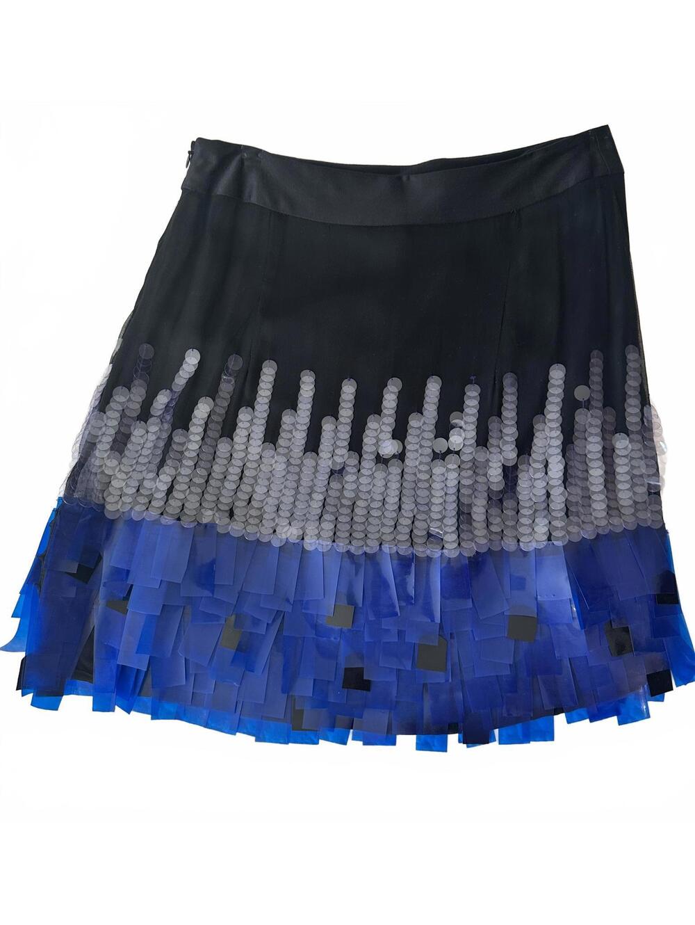 Vintage Designer Milly of NY Black and Blue Embellished Mini Skirt NWT | SZ 6